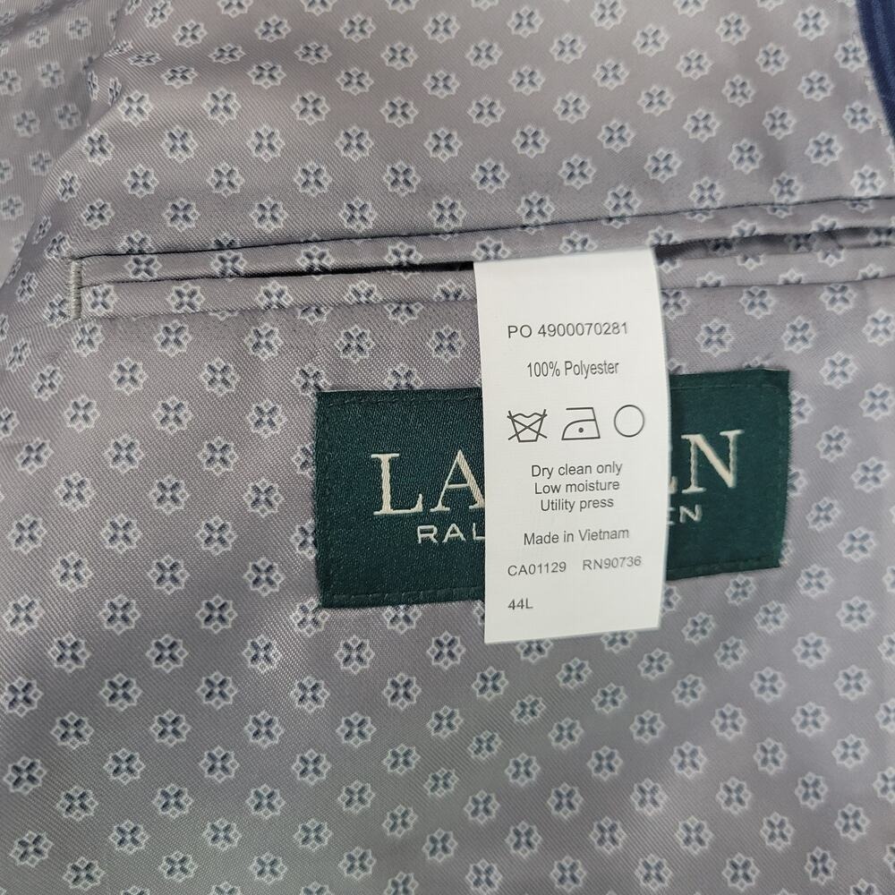 Ralph Lauren Green Label Textured Navy Mens 44L Blazer Sport Jacket Pinstripe - Picture 6 of 13